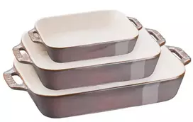 3 stačiakampių keraminių lėkščių rinkinys STAUB 40508-173-0 - antikvarinė pilka