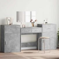 Kosmetinis staliukas 4 dalių komplektas, Concrete Grey inžinerinė mediena
