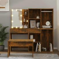 Kosmetinis staliuko komplektas su LED, Smoked Oak inžinerinės medienos
