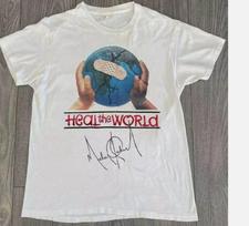 Michael Jackson parašuotas „Heal The World“ marškinėlis, Michael Jackson grafinis marškinėlis, Unisex marškinėlis XL gray