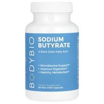 BodyBio, natrio butiratas, be GMO, 60 kapsulių