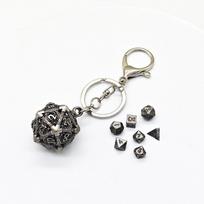 1 Set DND Hollow Metal Dice Keyring TRPG Polyhedral Dice Keychain  Board Game Style 10