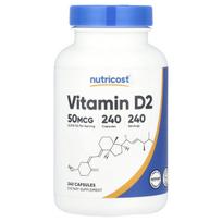 Nutricost, vitaminas D2, 50mcg (2000 TV), 240 kapsulių