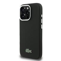Lacoste PVC Iconic Petit Pique Metal Logo MagSafe dėklas skirtas Apple iPhone 16 Pro Max juodos spalvos