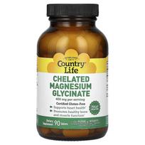 Country Life, chelatuotas magnio glicinatas, 400 mg, 90 tablečių (133 mg tabletėje)