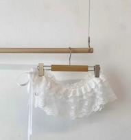 Spring & Summer Lace-Up Embroidered Denim Mini Skirt Apron One size (60-110CM) juoda