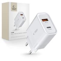 Baltas pakrovėjas - įkroviklis "Tech-Protect C30W 2-Port Network Charger PD 30W / QC3.0"