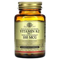 Solgar, natūralus vitaminas K2, 100 mcg, 50 daržovių kapsulių
