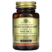 Solgar, poliežuvinis metilkobalaminas (Vitaminas B12), 5 000 mcg, 60 tablečių