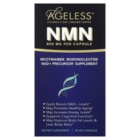 Ageless Foundation Laboratories, NMN, 500 mg, 30 Veggie Capsules
