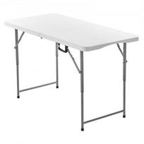 Sulankstomas stalas, 122x60x48/61/74 cm, baltas, reguliuojamo aukščio