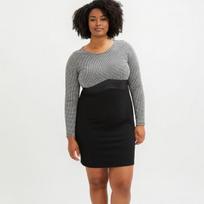 Moteriška suknelė su juodai baltu languotu raštu, BodyFlirt, mini suknelė, L/XL