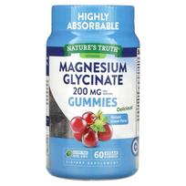 Nature's Truth, glicino ir magnio gumos, natūralus vynuogių skonis, 200mg, 60 veganiškų gumų (100 mg viename guminuke)