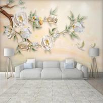 3D reljefiniai magnolijos žiedų tapetai, freska, svetainės, TV fono sienos dekoras, modernūs namų tapetai 200 cm(W) x 140 cm(H)