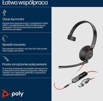 Hewlett-Packard Poly Blackwire 5210 Monaural USB-C Headset +3.5mm Plug +USB-C/A Adapter (Bulk)