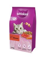 WHISKAS Adult 1,4 kg sausas visavertis pašaras suaugusioms katėms su gardžia jautiena