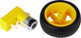 DC variklis 3-9V DC su kampiniu 90° reduktoriumi + ratas JOY-IT
