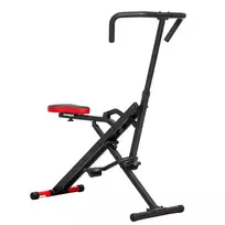 Sulankstomas reguliuojamas treniruoklis su metaliniais vamzdžiais ir pedalais, raudonas.