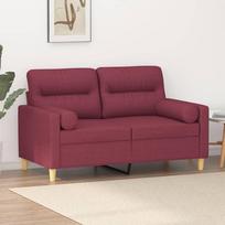 Dvivietė sofa su pagalvėlėmis raudonojo vyno 120cm audinys