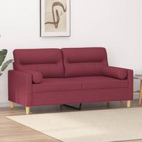 Dvivietė sofa su pagalvėlėmis raudonojo vyno 140cm audinys