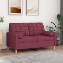 Dvivietė sofa su pagalvėlėmis raudonojo vyno 120cm audinys