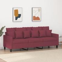 Trivietė sofa raudonojo vyno spalvos 180cm audinys