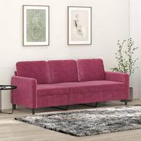 Trivietė sofa raudonojo vyno spalvos 180cm aksomas