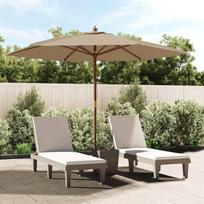 Sodo skėtis su mediniu stulpu taupe spalvos 299x240cm
