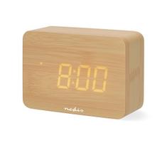 Nedis CLDK2008BN - Medinis skaitmeninis žadintuvas su LED ekranu ir termometru 5V/3xAAA