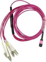Kompatibles Alcatel-Nokia 3HE13896AA-5 BlueOptics LWL Breakout Patchkabel, MPO/UPC, 4xDuplex LC/UPC, 5 Meter, Multimode G50/125µm, OM4, Markenfaser, 3.0mm LSZH magenta, 8 Kerne und MPO Stecker ohne Pins, inkl. Messprotokoll (3HE13896AA-5-BO)