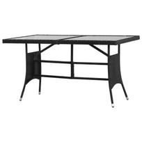 vidaXL Sodo stalas, juodas, 140x80x74cm, poliratanas