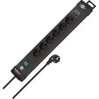 Brennenstuhl Premium-Line 6-way power strip, 2x USB black, 3 meter cable, USB-A, USB-C, with safety switch 1951160608