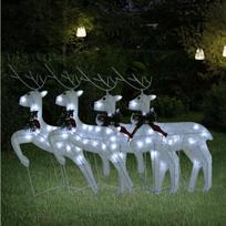 Kalėdiniai elniai, 4 vnt., šaltų baltų, 80 LED lempučių