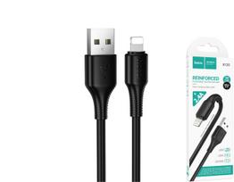 Įkrovimo laidas HOCO 120, USB A - Lightning, palaikomas įkrovimas iki 2.4A, laido ilgis 1m, juodos s