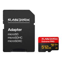 SANDISK MicroSD Extreme Pro 512GB, 250/170MB/s, C10, UHS-I U3 V30, A1, with Adapter