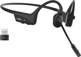 SHOKZ OpenComm2 UC 2025 Upgrade Wireless Bluetooth Bone Conduction Videoconferencing Headset with USB-C Charging Port and USB-C adapter | 16 Hr Talk Time, 29m Wireless Range, 1 Hr Charge Time | Includes Noise Cancelling Boom Mic and Dongle, Black | C120-AC-BK-EU-000 | 810160663294