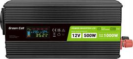 Green Cell PowerInverter LCD 12V 500W/10000W car inverter with display - pure sine wave | INVGC12P500LCD | 5904326374553