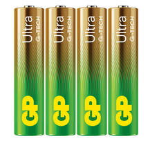 GP - Ultra Alkaline AAA Batteries, 24AU/LR03, 1.5V, 4-Pack
