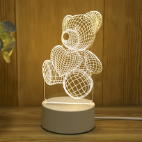 Naktinė lempa, dovanų meškiukas, 3D iliuzija, vaikų miegamojo stalas, USB
