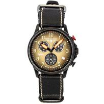 Bauhaus Aviation Flyback Chronograph Leather Strap Brown Dial Quartz 28885 100M Men's Watch ruda