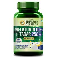 Vlado Himalayan Organics Melatoninas 10 mg Miego tabletės su Tagar ir Vitaminu B6 Nesukeliantis pripratimo Miego palaikymas 120 tablečių
