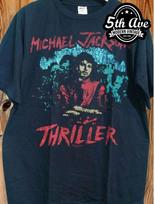 Michael Jackson 'Thriller' Retas Vintažinis Nusidėvėjęs Marškinėliai Unisex Marškinėliai M blue