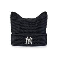MLB vasarinė meškutės formos nėrimo kepuraitė New York Yankees – Kreminė, Juoda CREAM