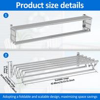 Wall Mounted Clothes Drying Rack Stainless Steel Accordion Retractable Drying Rack Towel Clothes Horse For Balcony Bathroom