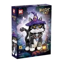 MOC Magic Cat 1128PCS statybinių blokelių rinkinys DK7047 gyvūnų serijos akių spalva keičiama klasikinių plytų žaislas vaikams surinkti „pasidaryk pats“ dovana