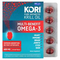 Kori, grynas Antarkties krilių aliejus, daugiafunkcinis omega-3, 600 mg, 28 minkštieji geliai