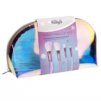KILLYS_SET Holo makiažo šepetėlių rinkinys 4 vnt. + makiažo maišelis