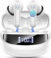 "Bluetooth" ausinės, belaidės "Bluetooth 5.4 Sport Deep Bass", 50 valandų žaidimo trukmė IP7 vandeniui atsparios ausinės, ausinės su 4 ENC triukšmo mažinimo mikrofonu, belaidės ausinės su LED ekranu