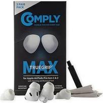 "Comply TrueGrip Max" 3 poros atminties putų pakaitinių ausų antgalių, skirtų "Apple AirPods Pro 1" ir "Apple AirPods Pro 2", ilgalaikis komfortas, ypatingas patvarumas, saugus prigludimas, stipri triukšmo izoliacija, balti, dideli