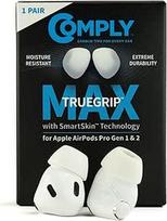 "Comply TrueGrip Max" pakaitiniai "Apple AirPods Pro 1" ir "Apple AirPods Pro 2" ausinių antgaliai iš atminties putų, ilgalaikis komfortas, ypatingas patvarumas, saugus prigludimas, stipri triukšmo izoliacija, balti, vidutinio dydžio (1 pora)